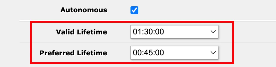 Edit RA prefix default lifetime