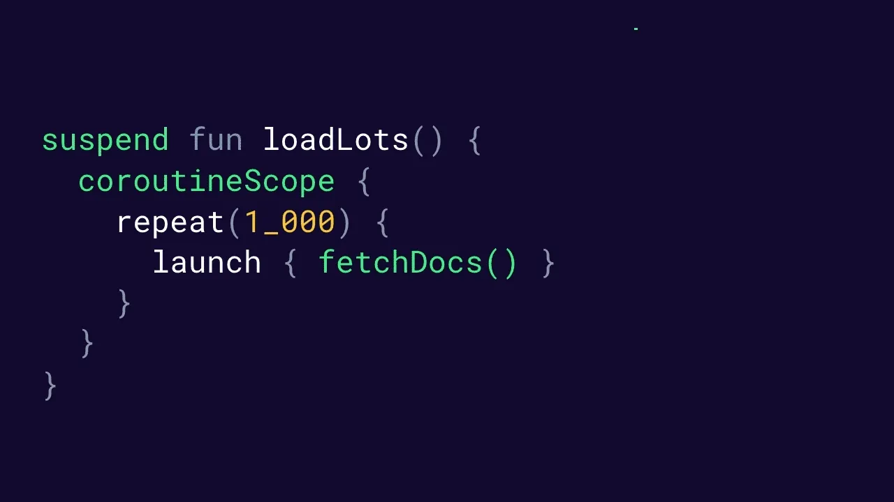 展示了 coroutineScope 如何跟踪上千个协程